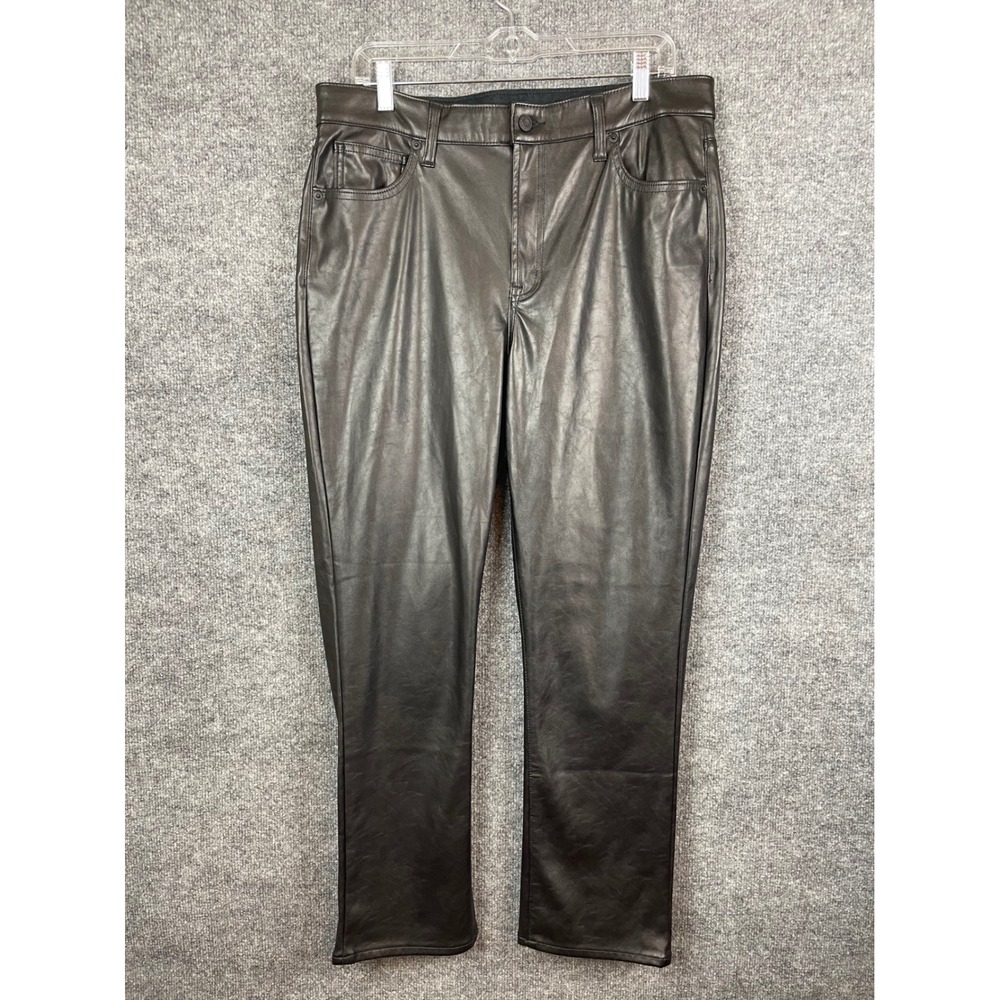 Gap Faux Leather Pants Women Size 32 Black Excellent Straight‎ Leg High Rise